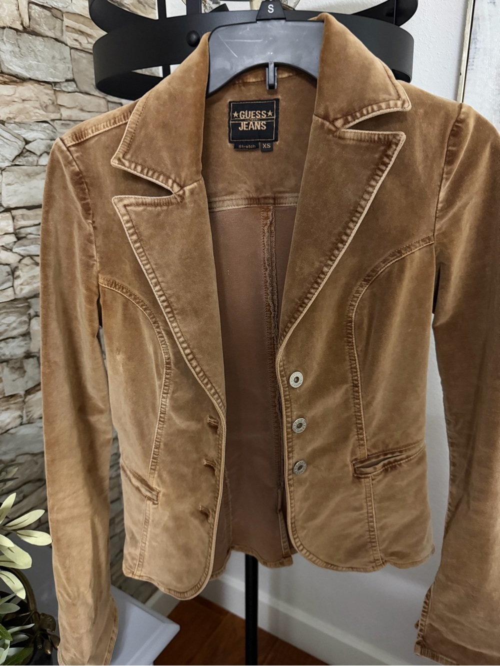 Guess Women's Brown Velvet Blazer Jacket